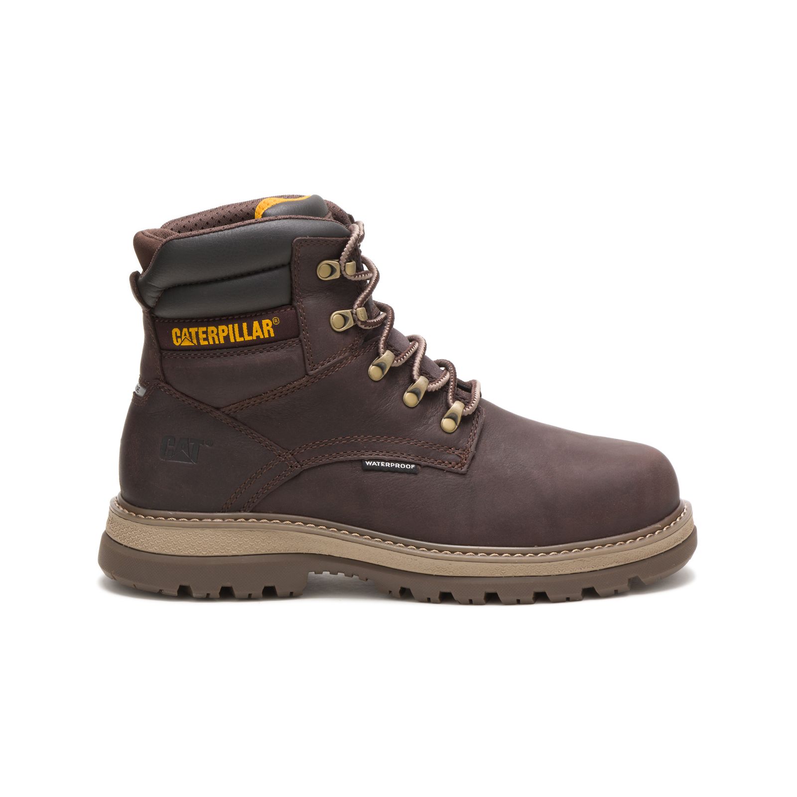 Men's Caterpillar Fairbanks 6" Waterproof Steel Toe Steel Toe Boots Deep Brown Ireland WXAU60235